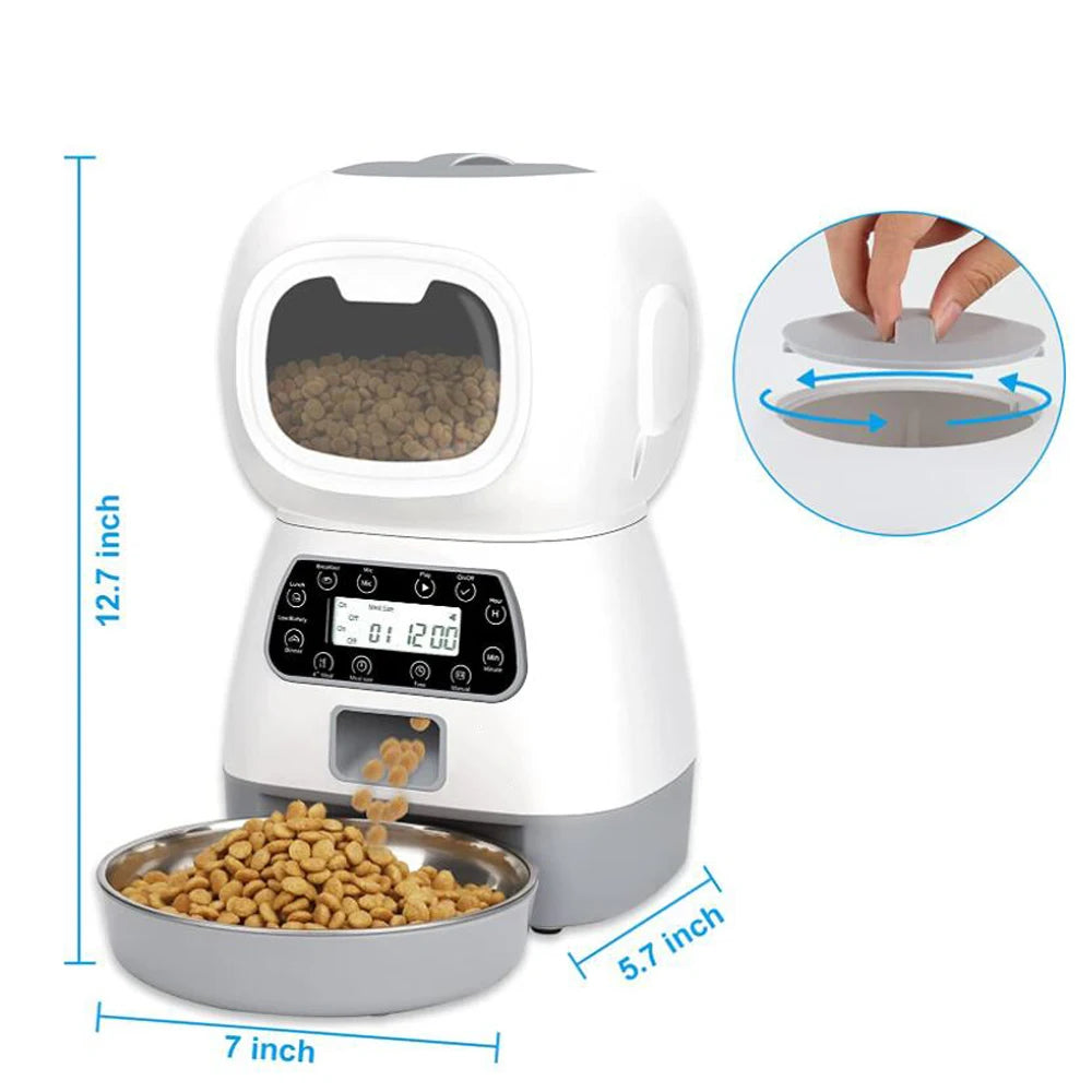 3.5L Automatic Pet Feeder Smart Food Dispenser For Cats Dogs Timer Stainless Steel Bowl Auto Dog Cat Pet Feeding Pet Supplies - My Store