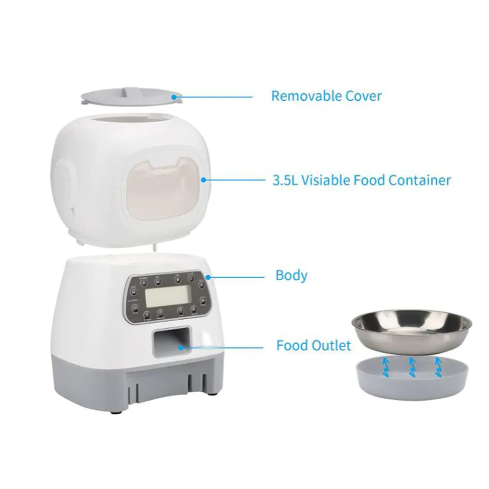3.5L Automatic Pet Feeder Smart Food Dispenser For Cats Dogs Timer Stainless Steel Bowl Auto Dog Cat Pet Feeding Pet Supplies - My Store