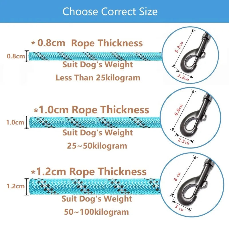 150/200/300cm Strong Dog Leash Pet Leashes Reflective Leash For Big Small Medium Large Dog Leash Drag Pull Tow Golden Retriever - My Store