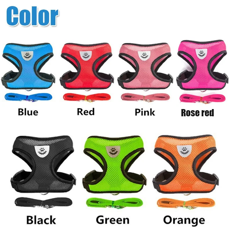 Cat Dog Harness with Lead Leash Adjustable Vest Polyester Mesh Breathable Harnesses Reflective sti for Small Dog Cat accessories - My Store