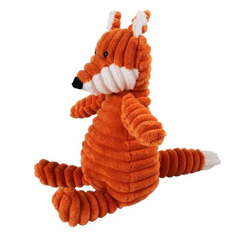 Plush Dog Toy Animals Shape Bite Resistant Squeaky Toys Corduroy Dog Toys for Small Large Dogs Puppy Pets Training Accessories - My Store