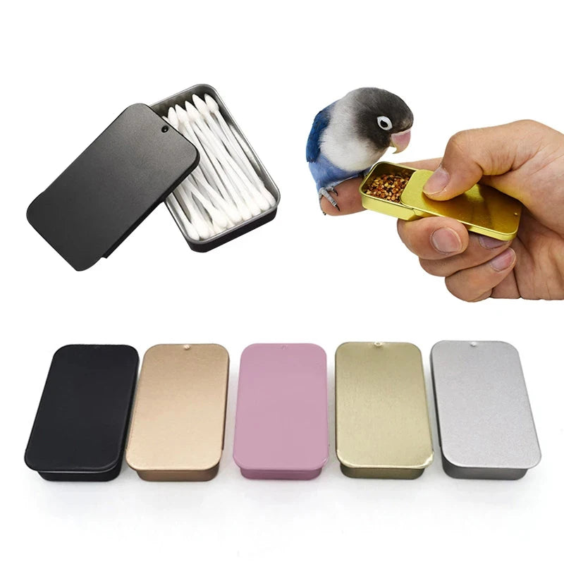 Bird Training Food Jar Parrot Hand-held Feeder Mini Feeding Box Bird IQ Growth Training Tool Bird Interactive Toy Mini Iron Tank - My Store