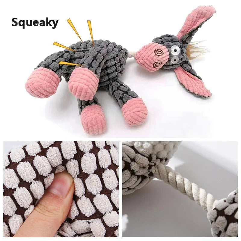 Plush Dog Toys Corduroy for Small Medium Dogs Animal Dog Squeaky Toy Bite Resistant Chew Toy Molar Teeth Cleaning Puppy Toys - My Store