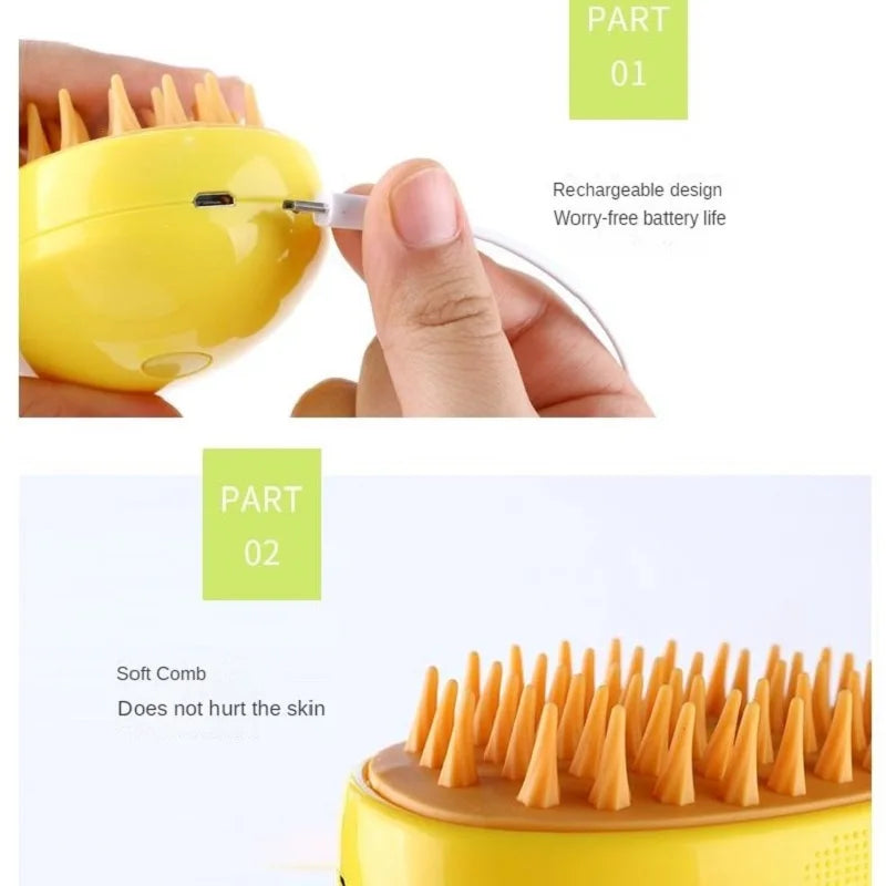 Cat & Dog Grooming Comb with Electric Spray Water Spray Soft Silicone Depilation Brush Kitten Pet Bath Brush Grooming Supplies - My Store