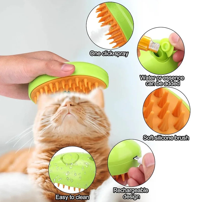 Cat Steam Brush Steamy Dog Brush 3 in 1 Electric Spray Cat Hair Brushes for Massage Pet Grooming Comb Hair Removal Combs - My Store