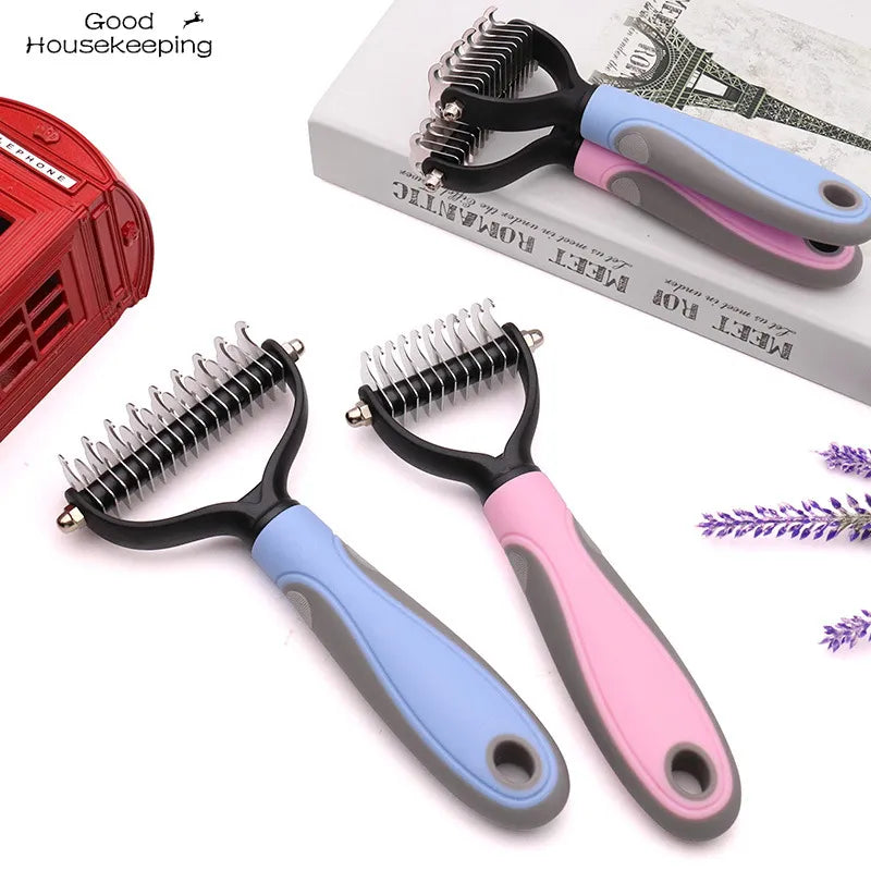 Pets Fur Knot Cutter Dog Grooming Shedding Tools Pet Cat Hair Removal Comb Brush Double sided Pet Products Suppliers - My Store