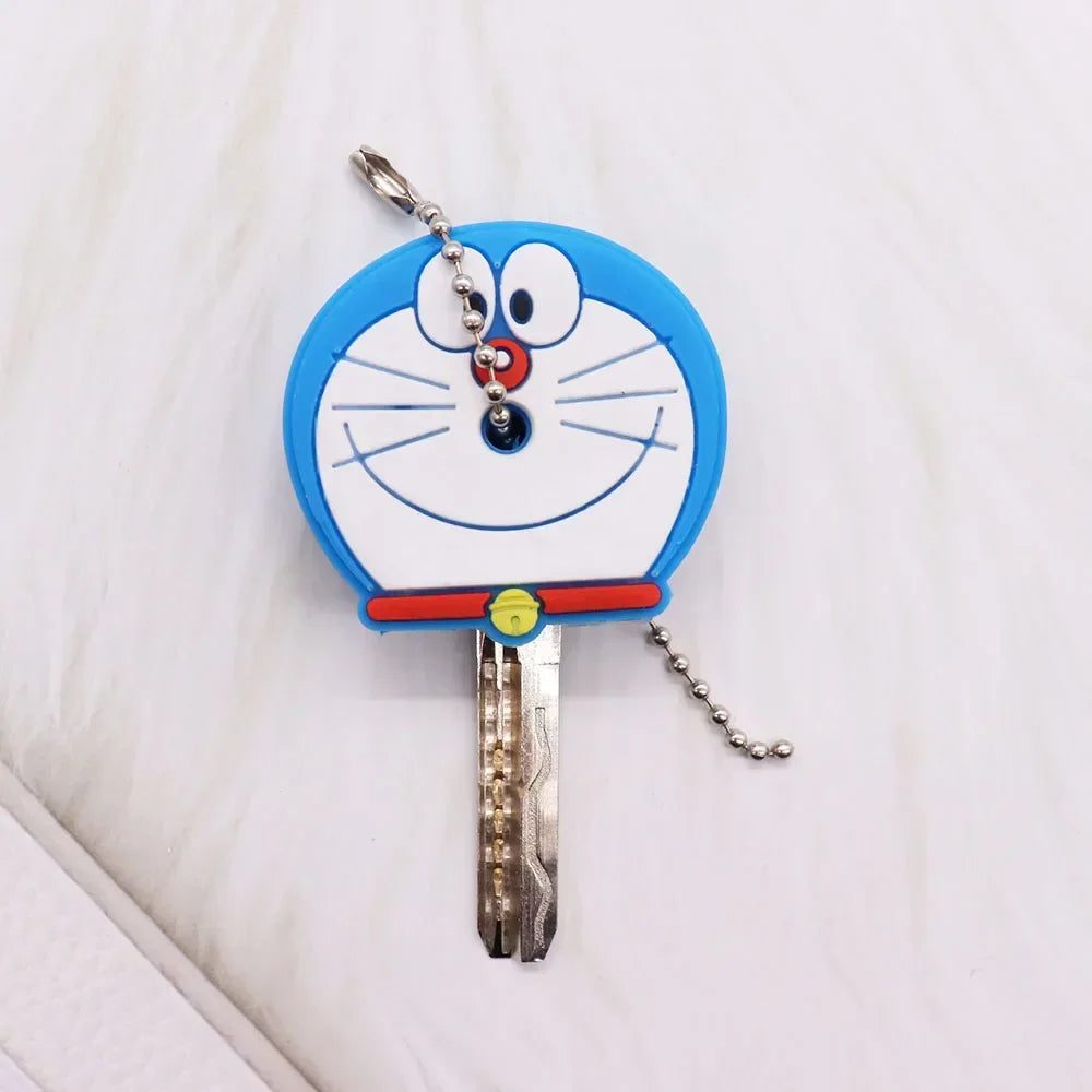 1pcs Cut Cartoon Animal Cat Dog Fox Key Cover Silicone Key Chains Women Funny Key Holder Caps Kids Party Gift - My Store