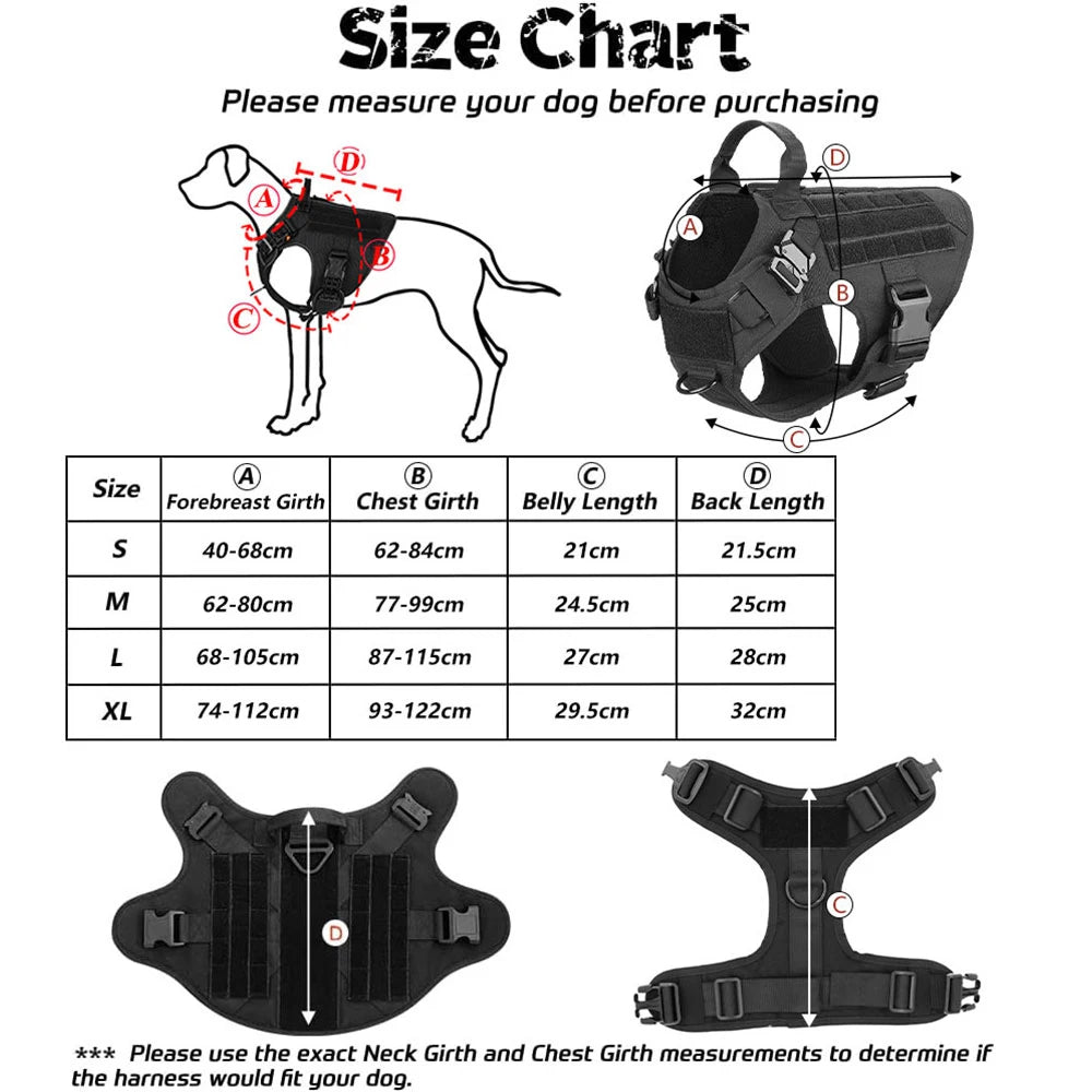 Large Dog Harness And Leash Set Pet German Shepherd Malinois Training Walking Vest Dog Harness And Collar Set For All Breeds Dog - My Store