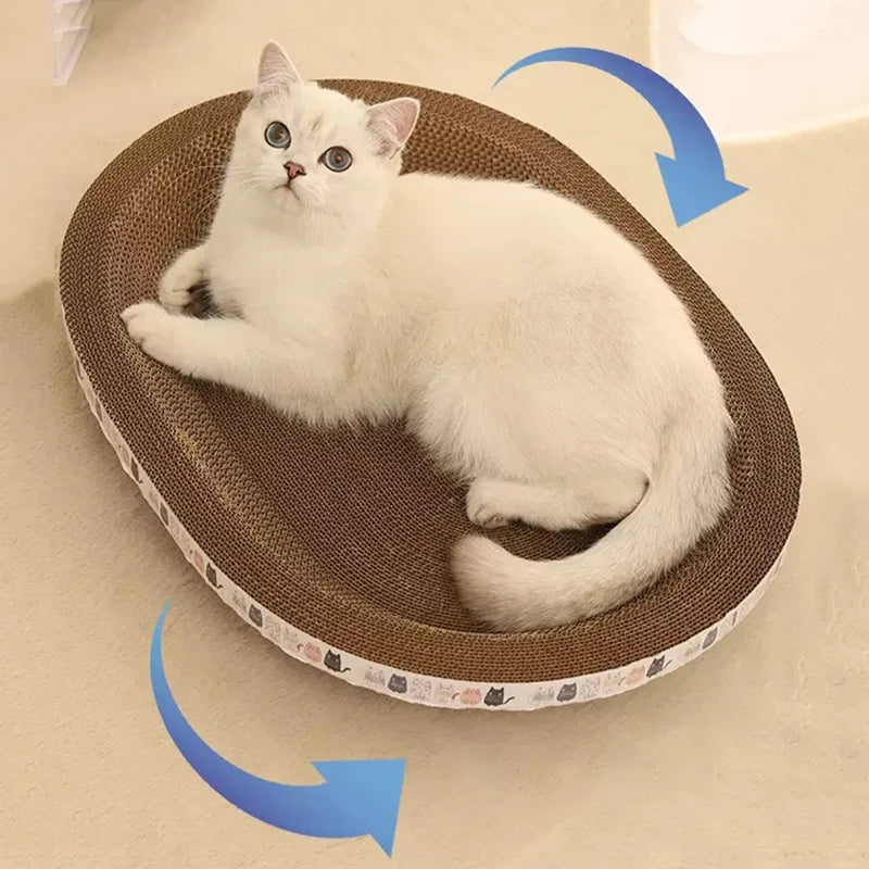 Corrugated Cat Scratcher Cat Scrapers Round Oval Grinding Claw Toys for Cats Wear-Resistant Cat Bed Nest Cat Accessories - My Store