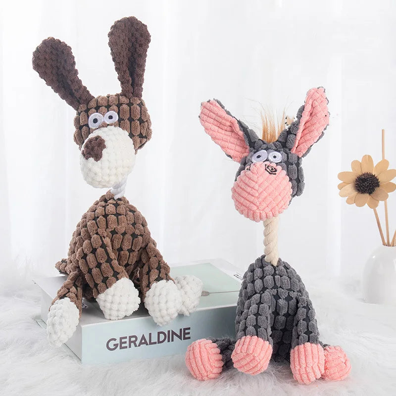 Plush Dog Toys Corduroy for Small Medium Dogs Animal Dog Squeaky Toy Bite Resistant Chew Toy Molar Teeth Cleaning Puppy Toys - My Store