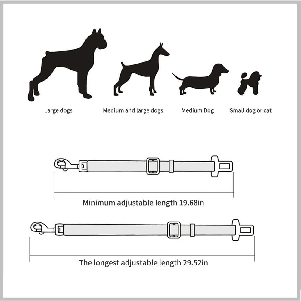 Adjustable Pet Cat Dog Car Seat  Belt Pet Seat Vehicle Dog Harness Lead Clip Safety Lever Traction Dog Collars Dog Accessoires - My Store