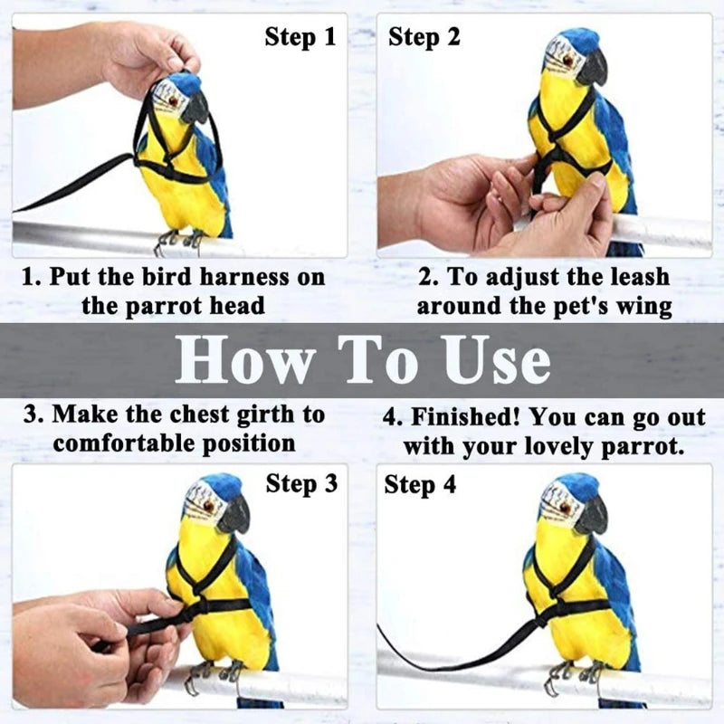 Parrot Birds Harness Leash Outdoor طيور Flying Traction Straps Band Adjustable Anti-Bite Training Rope 앵무새 Accessories Pet Items - My Store