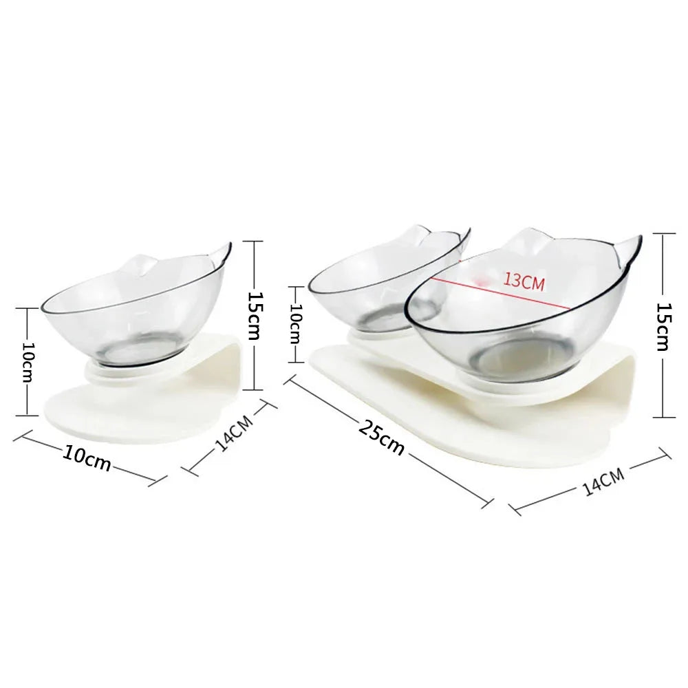 Non-Slip Cat Single Double Pet Bowls With Stand Food Feed And Water Bowls Inclination Stand Cats Feeders Feeding Kitten Supplies - My Store