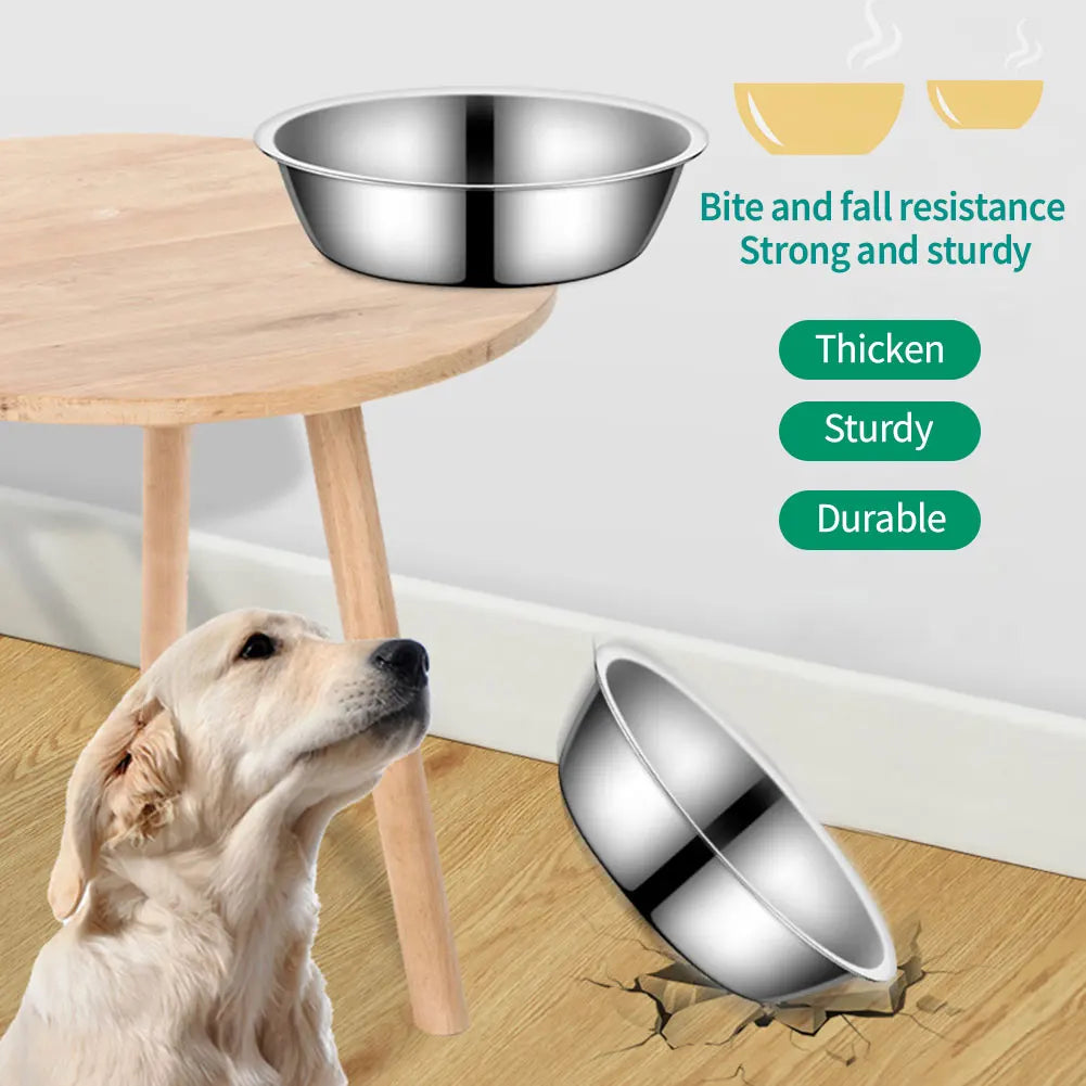 Large Capacity Dog Bowl Stainless Steel Pet Feeding Bowl Cat and Dog Food Drinking Bowl Metal Feeder Bowl Durable and Cheap - My Store