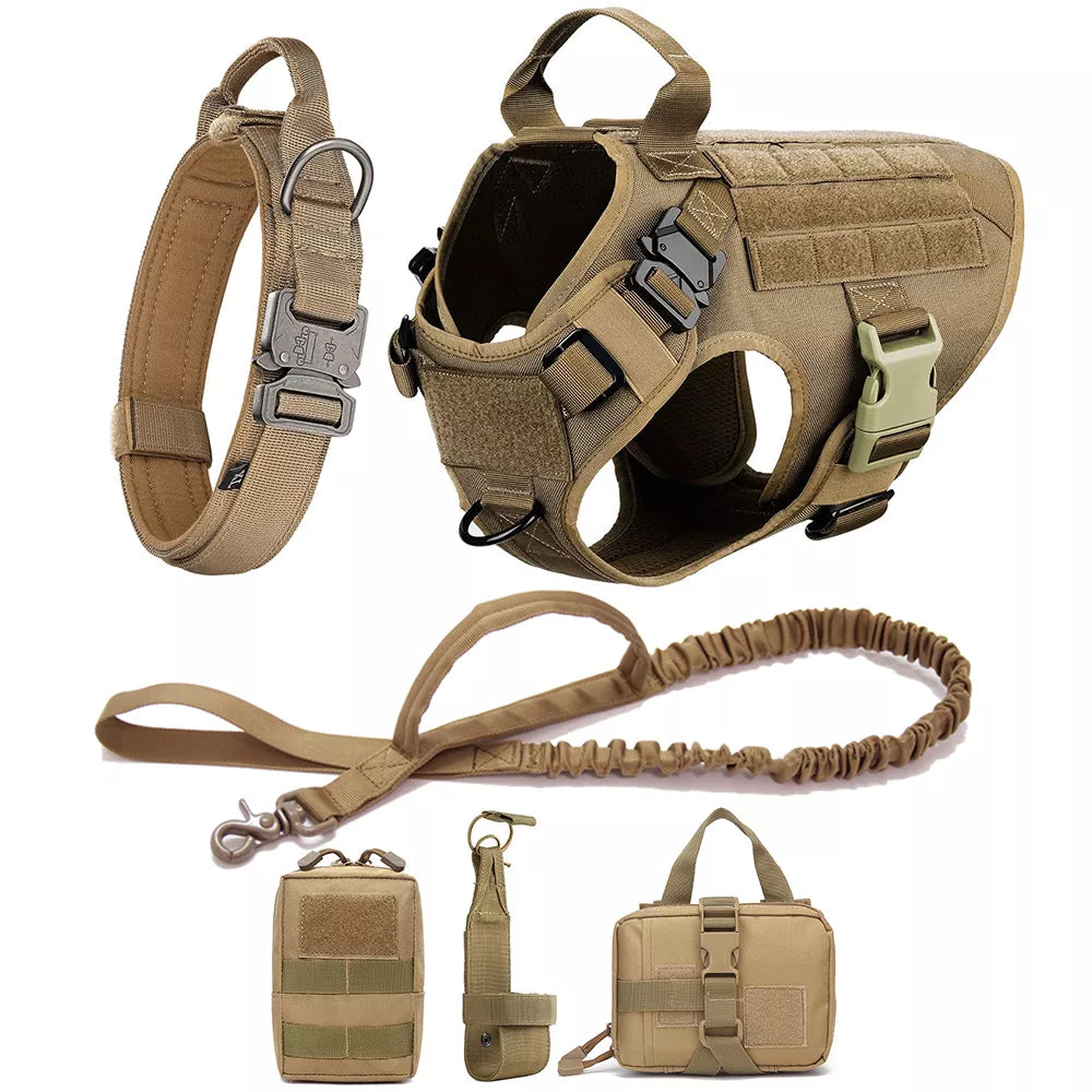 Large Dog Harness And Leash Set Pet German Shepherd Malinois Training Walking Vest Dog Harness And Collar Set For All Breeds Dog - My Store