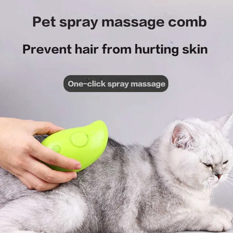 Cat & Dog Grooming Comb with Electric Spray Water Spray Soft Silicone Depilation Brush Kitten Pet Bath Brush Grooming Supplies - My Store