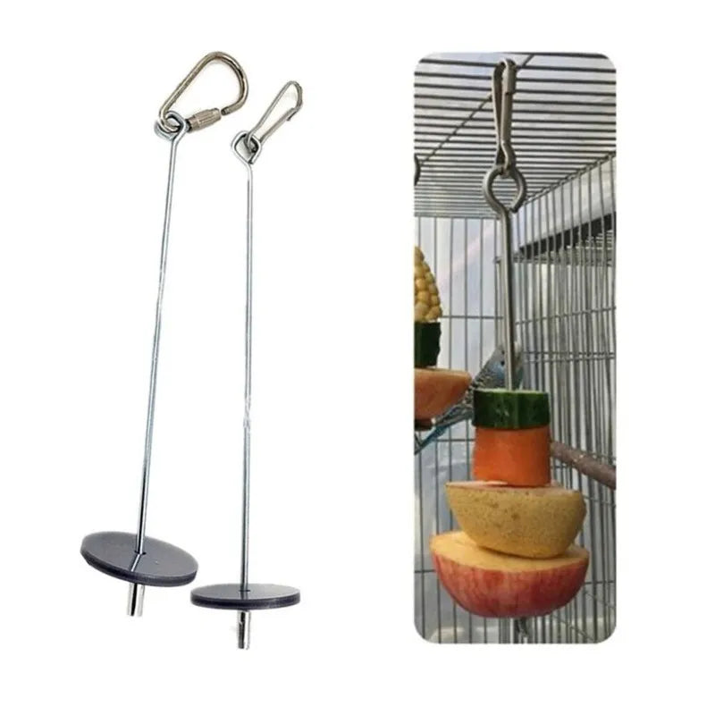 Pet Parrots Birds Food Holder Stainless Steel Fruit Spear Stick Fruit Vegetable Skewer Feeder Foraging Toys Metal Bird Feeder - My Store