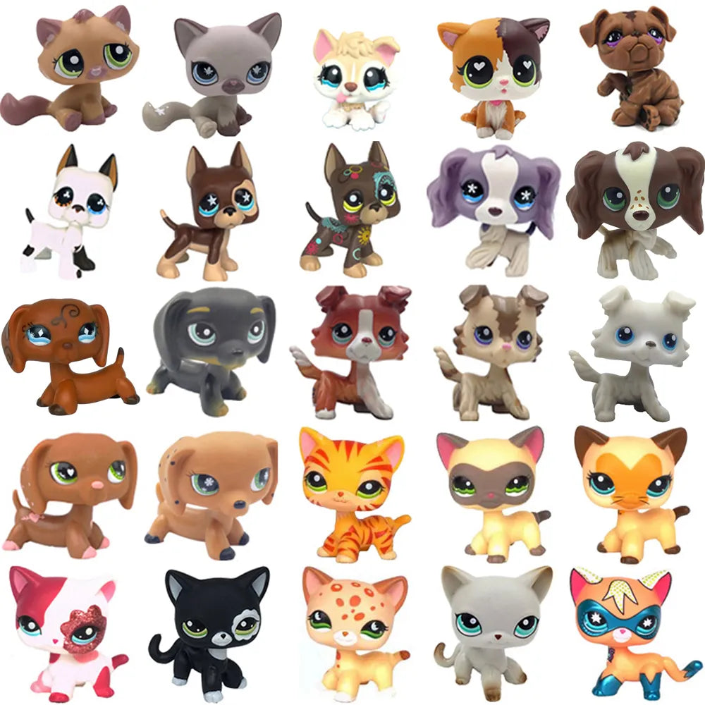 LPS CAT Rare Littlest pet shop Toys Stands Short Hair Kitten Dog Dachshund Collie Spaniel Great Dane Original Bobble head toys - My Store