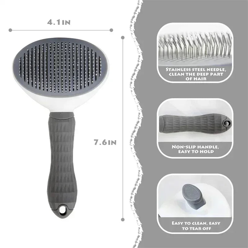 Hair Remover Brush Dog and Cat Non-slip Beauty Brush Dog Grooming Equipment Pets Stainless Steel For Dogs Pet Hair Removal Comb - My Store