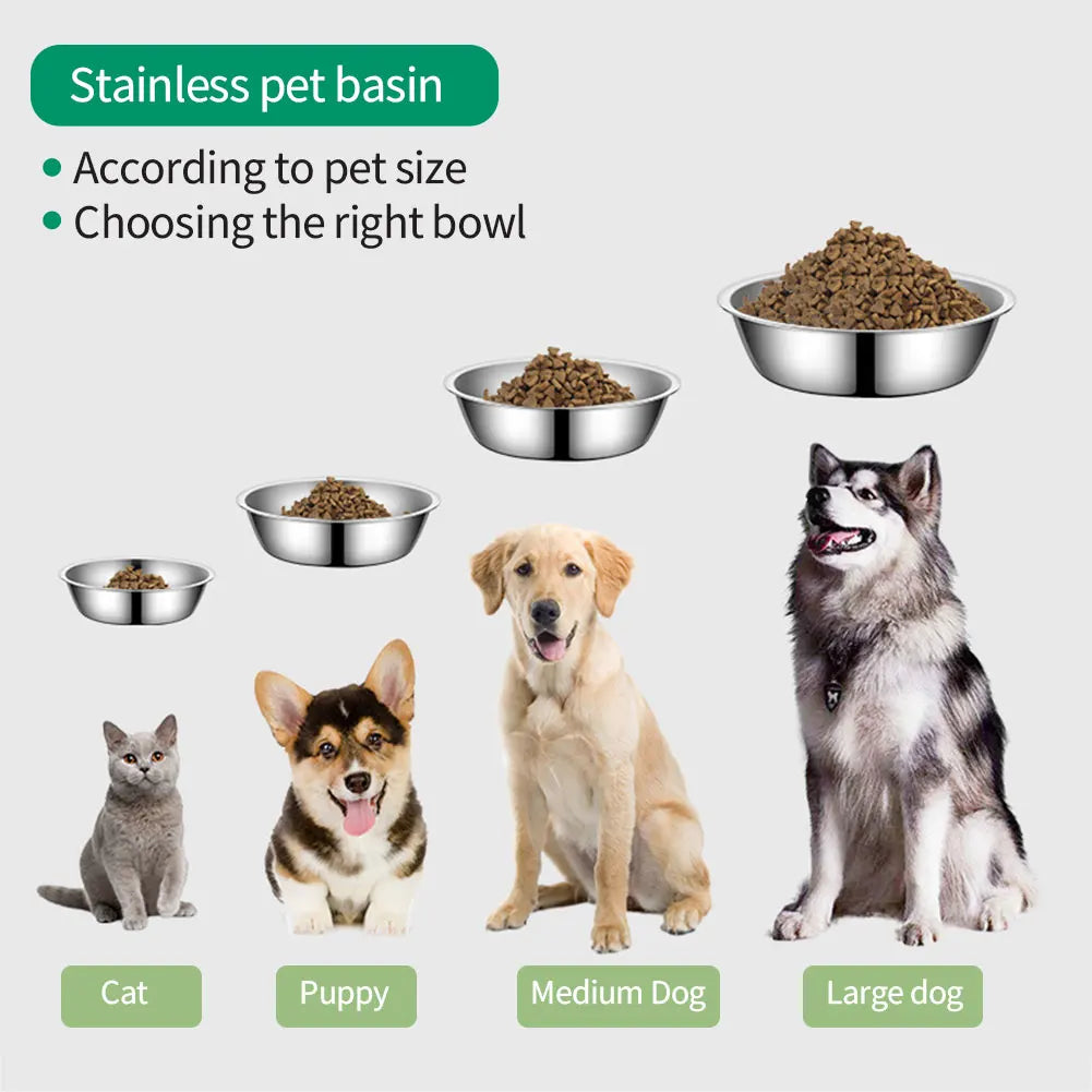 Large Capacity Dog Bowl Stainless Steel Pet Feeding Bowl Cat and Dog Food Drinking Bowl Metal Feeder Bowl Durable and Cheap - My Store