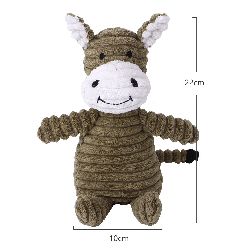 Plush Dog Toy Animals Shape Bite Resistant Squeaky Toys Corduroy Dog Toys for Small Large Dogs Puppy Pets Training Accessories - My Store
