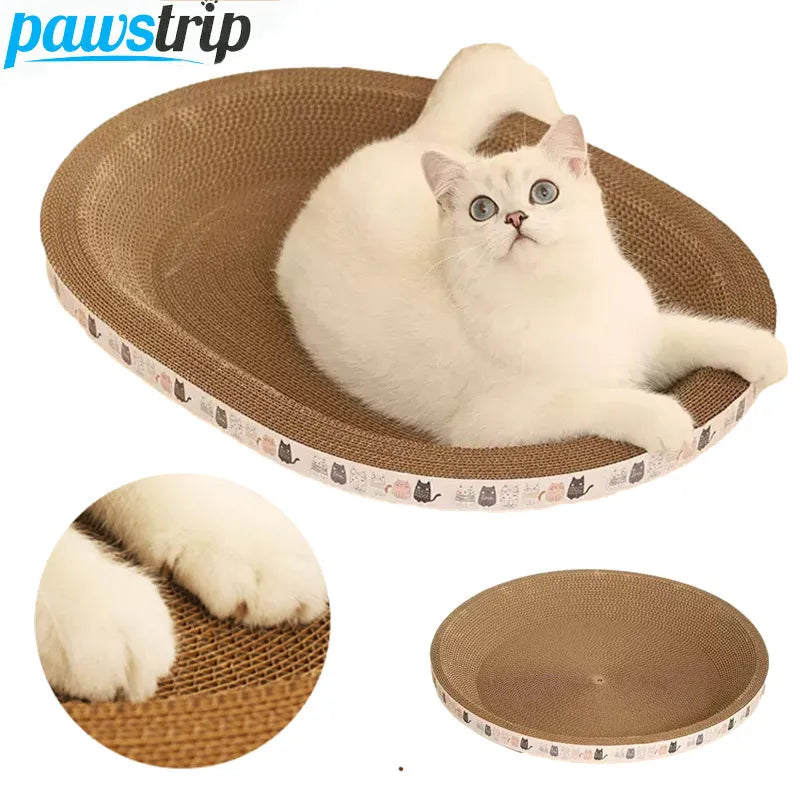 Corrugated Cat Scratcher Cat Scrapers Round Oval Grinding Claw Toys for Cats Wear-Resistant Cat Bed Nest Cat Accessories - My Store