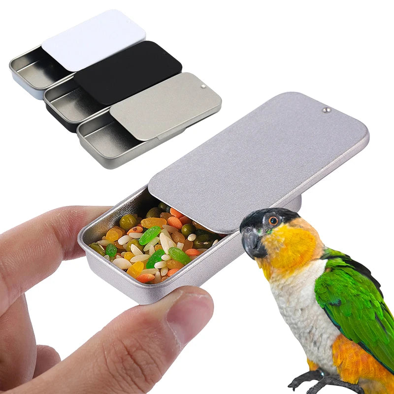 Bird Training Food Jar Parrot Hand-held Feeder Mini Feeding Box Bird IQ Growth Training Tool Bird Interactive Toy Mini Iron Tank - My Store
