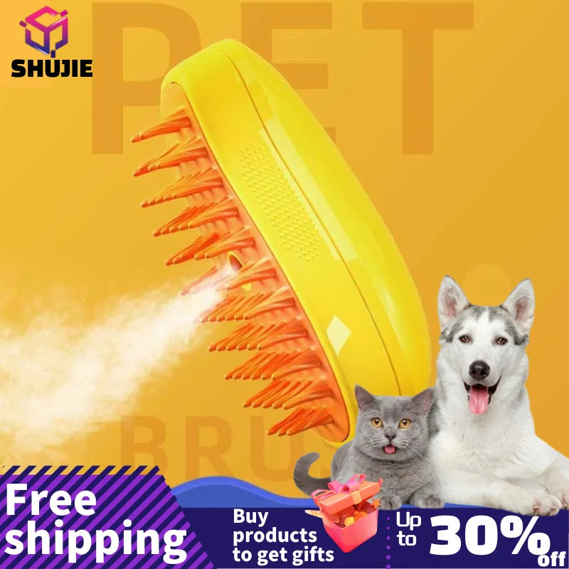 Cat &amp; Dog Grooming Comb with Electric Spray Water Spray Soft Silicone Depilation Brush Kitten Pet Bath Brush Grooming Supplies - My Store