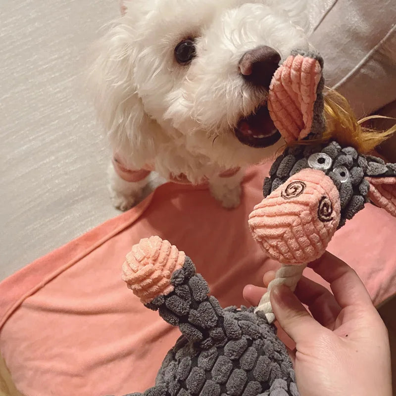 Plush Dog Toys Corduroy for Small Medium Dogs Animal Dog Squeaky Toy Bite Resistant Chew Toy Molar Teeth Cleaning Puppy Toys - My Store