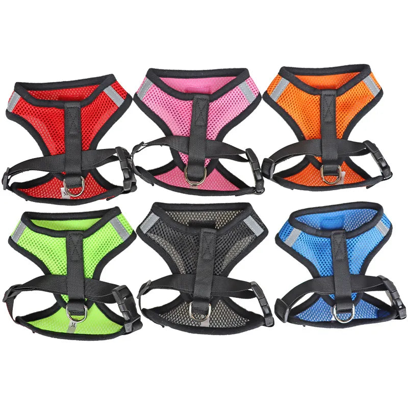 Cat Dog Harness with Lead Leash Adjustable Vest Polyester Mesh Breathable Harnesses Reflective sti for Small Dog Cat accessories - My Store