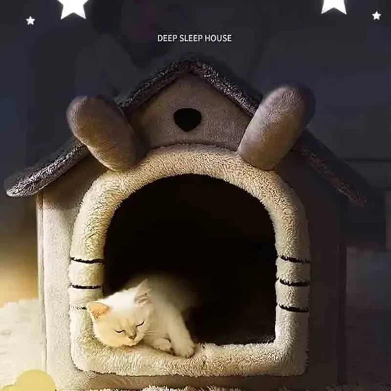 Indoor Warm Dog House Soft Pet Bed Tent House Dog Kennel Cat Bed with Removable Cushion Suitable for Small Medium Large Pets - My Store