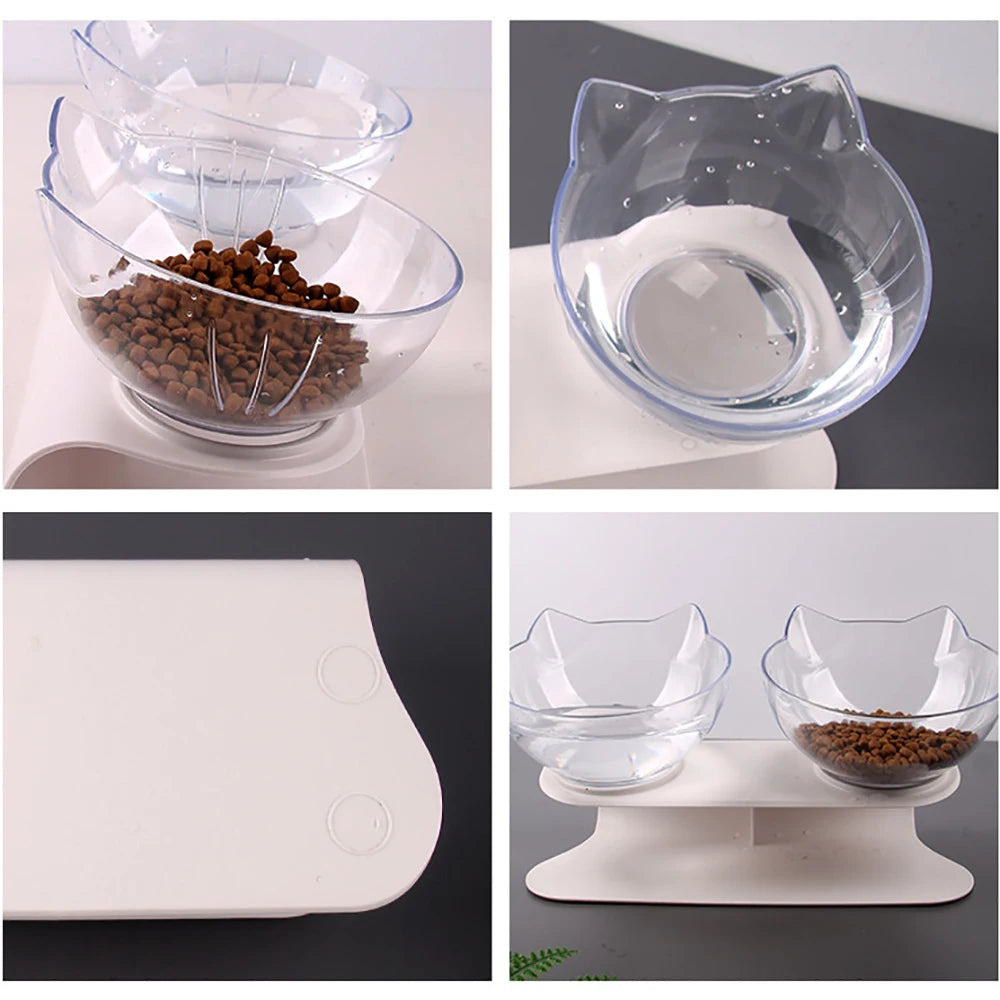 Non-Slip Cat Single Double Pet Bowls With Stand Food Feed And Water Bowls Inclination Stand Cats Feeders Feeding Kitten Supplies - My Store