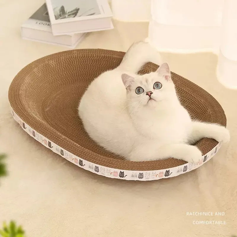 Corrugated Cat Scratcher Cat Scrapers Round Oval Grinding Claw Toys for Cats Wear-Resistant Cat Bed Nest Cat Accessories - My Store