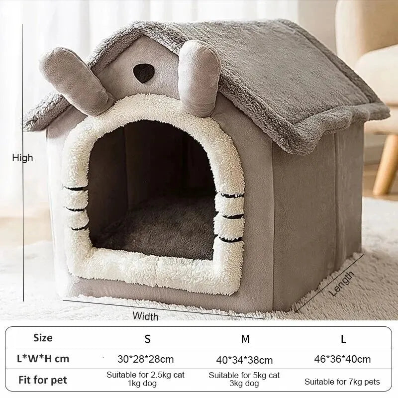 Indoor Warm Dog House Soft Pet Bed Tent House Dog Kennel Cat Bed with Removable Cushion Suitable for Small Medium Large Pets - My Store