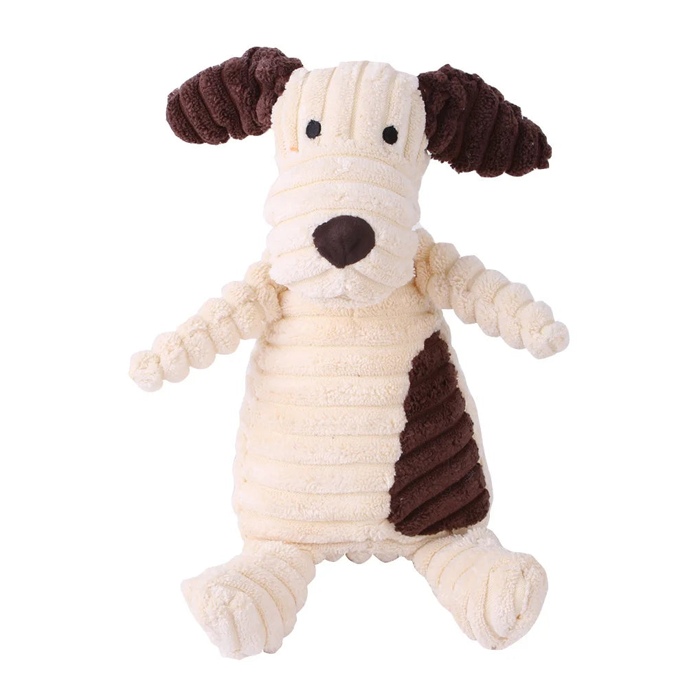 Plush Dog Toy Animals Shape Bite Resistant Squeaky Toys Corduroy Dog Toys for Small Large Dogs Puppy Pets Training Accessories - My Store
