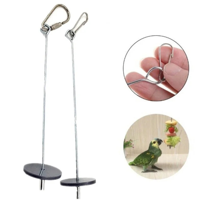Pet Parrots Birds Food Holder Stainless Steel Fruit Spear Stick Fruit Vegetable Skewer Feeder Foraging Toys Metal Bird Feeder - My Store