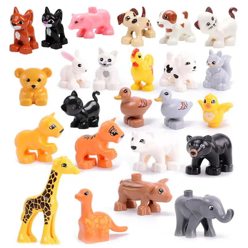 Big Size Building Blocks Cat Dog Pig Rabbit Model Accessories Compatible Bricks Farm Animals Set Assemble Education Toys For Kid - My Store
