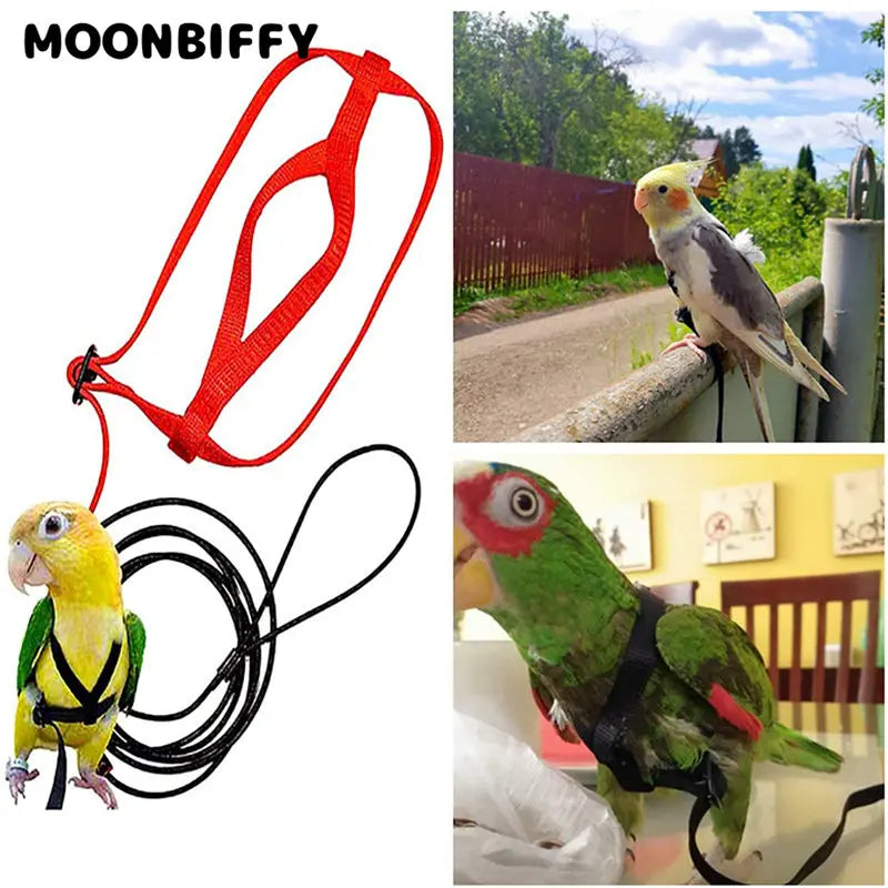 Parrot Birds Harness Leash Outdoor طيور Flying Traction Straps Band Adjustable Anti-Bite Training Rope 앵무새 Accessories Pet Items - My Store