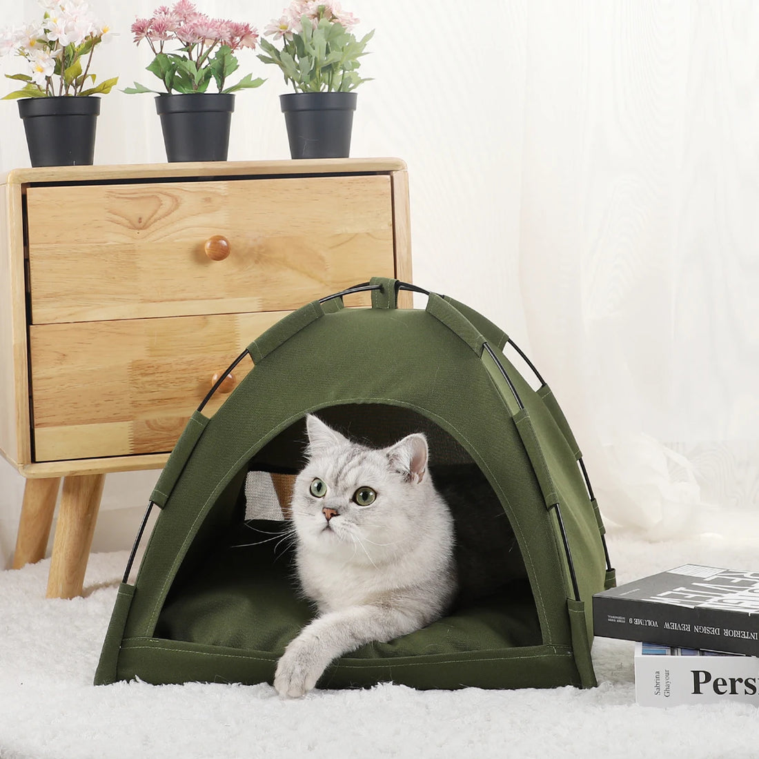 Pet Tent Bed Cats House Supplies Products Accessories Warm Cushions Furniture Sofa Basket Beds Winter Clamshell Kitten Tents Cat - My Store