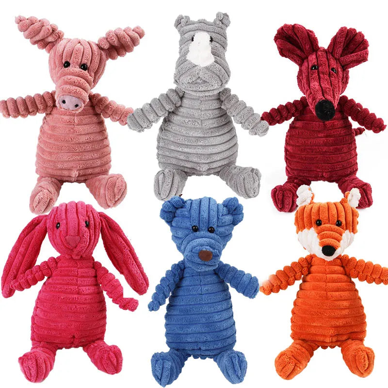 Plush Dog Toys Corduroy for Small Medium Dogs Animal Dog Squeaky Toy Bite Resistant Chew Toy Molar Teeth Cleaning Puppy Toys - My Store