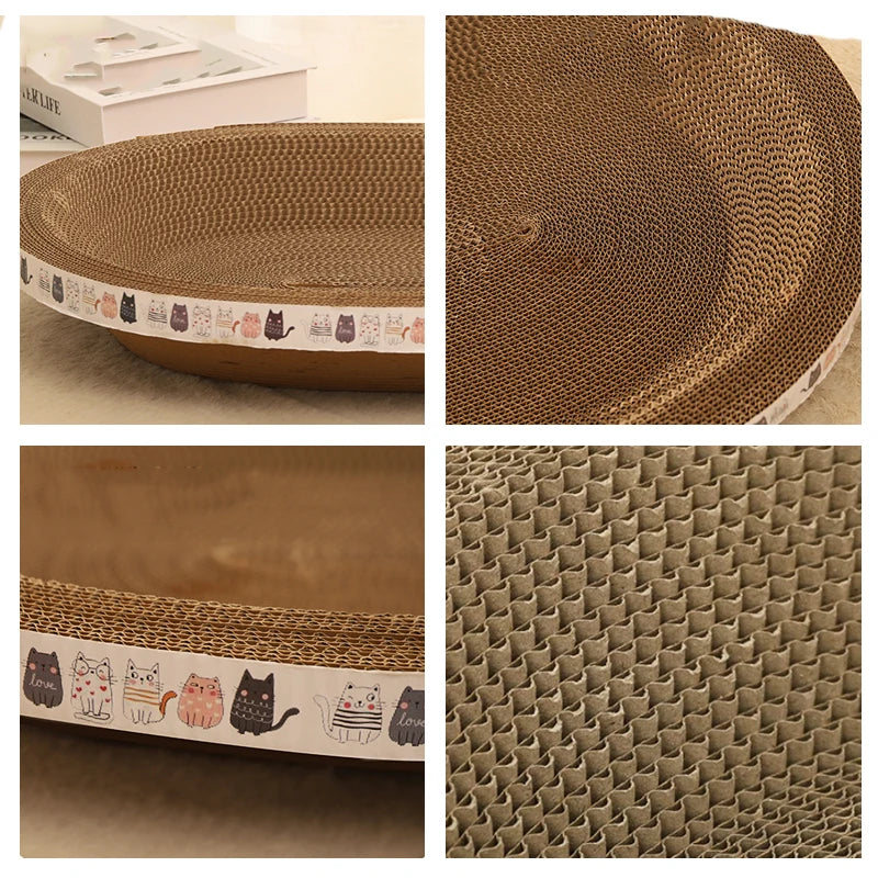 Corrugated Cat Scratcher Cat Scrapers Round Oval Grinding Claw Toys for Cats Wear-Resistant Cat Bed Nest Cat Accessories - My Store