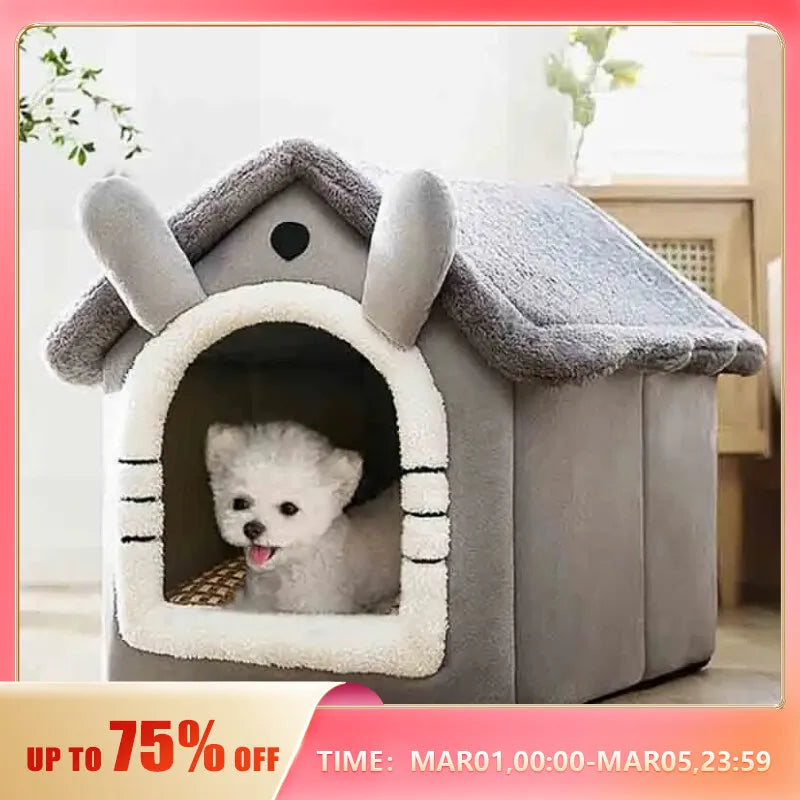 Indoor Warm Dog House Soft Pet Bed Tent House Dog Kennel Cat Bed with Removable Cushion Suitable for Small Medium Large Pets - My Store