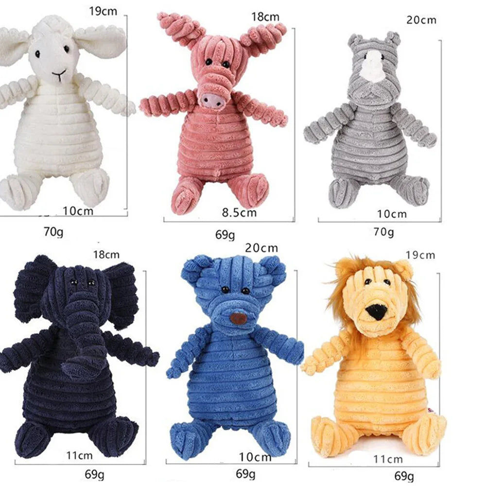 Plush Dog Toy Animals Shape Bite Resistant Squeaky Toys Corduroy Dog Toys for Small Large Dogs Puppy Pets Training Accessories - My Store