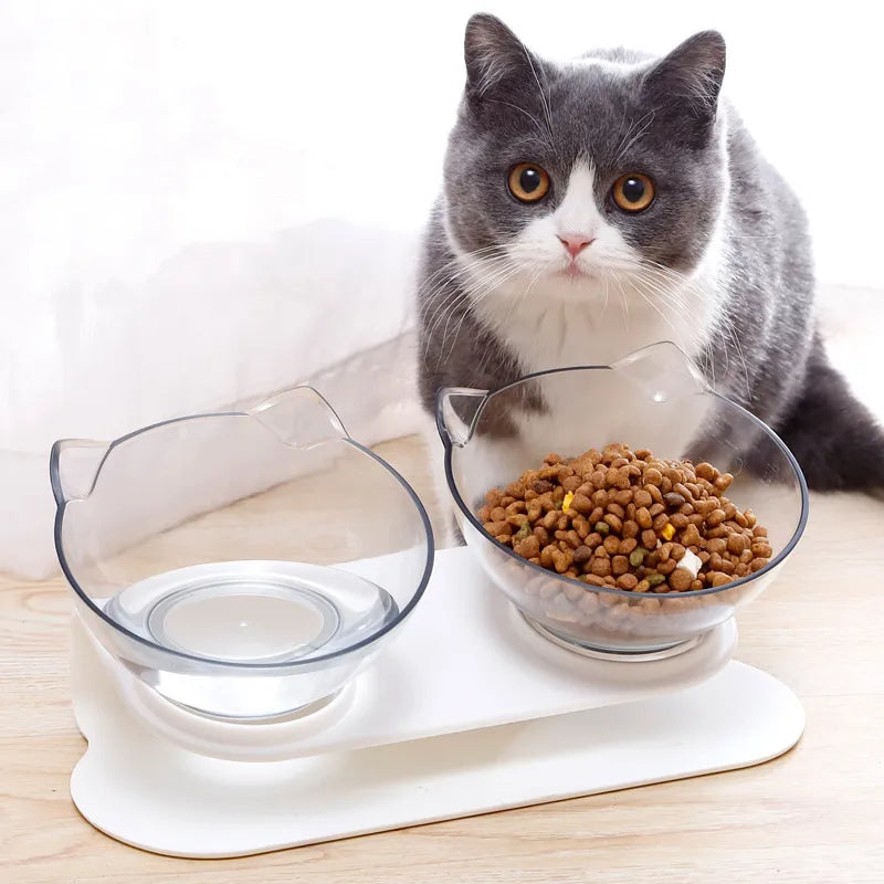 Non-Slip Double Cat Bowl Pet Water Food Feed Dog Bowls Pet Bowl With Inclination Stand Cats Feeder Feeding Bowl Kitten Supplies - My Store