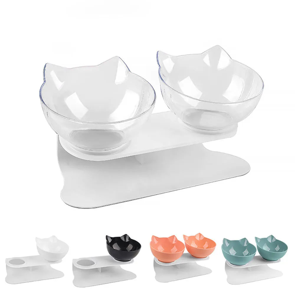 Non-Slip Cat Single Double Pet Bowls With Stand Food Feed And Water Bowls Inclination Stand Cats Feeders Feeding Kitten Supplies - My Store