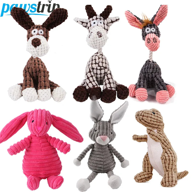 Plush Dog Toys Corduroy for Small Medium Dogs Animal Dog Squeaky Toy Bite Resistant Chew Toy Molar Teeth Cleaning Puppy Toys - My Store