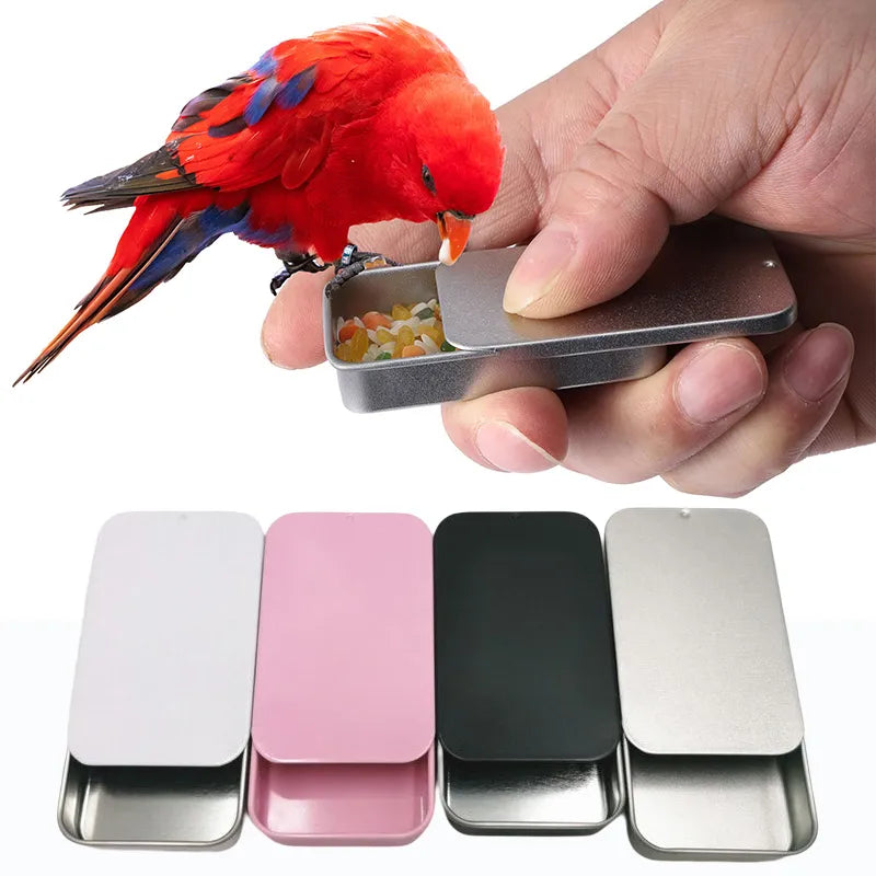 Bird Training Food Jar Parrot Hand-held Feeder Mini Feeding Box Bird IQ Growth Training Tool Bird Interactive Toy Mini Iron Tank - My Store