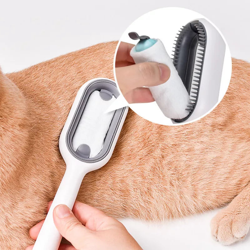 Double Sided Hair Removal Brushes for Cat Dog Pet Grooming Comb with Wipes Kitten Brush gato accesorios artículos para mascotas - My Store