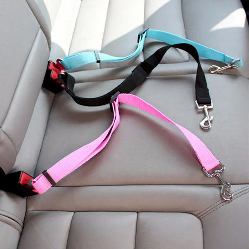Adjustable Pet Cat Dog Car Seat  Belt Pet Seat Vehicle Dog Harness Lead Clip Safety Lever Traction Dog Collars Dog Accessoires - My Store