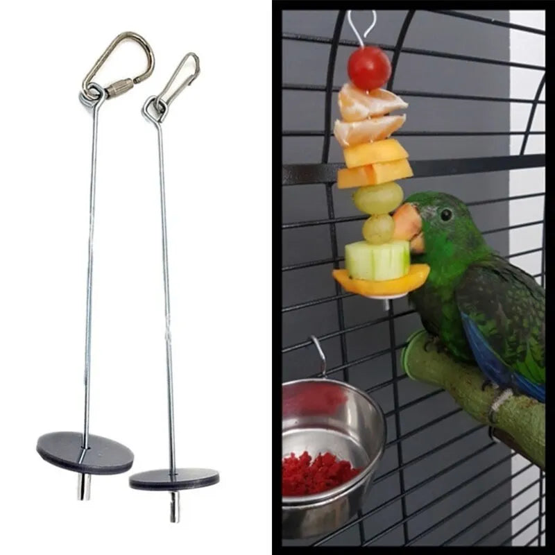 Pet Parrots Birds Food Holder Stainless Steel Fruit Spear Stick Fruit Vegetable Skewer Feeder Foraging Toys Metal Bird Feeder - My Store
